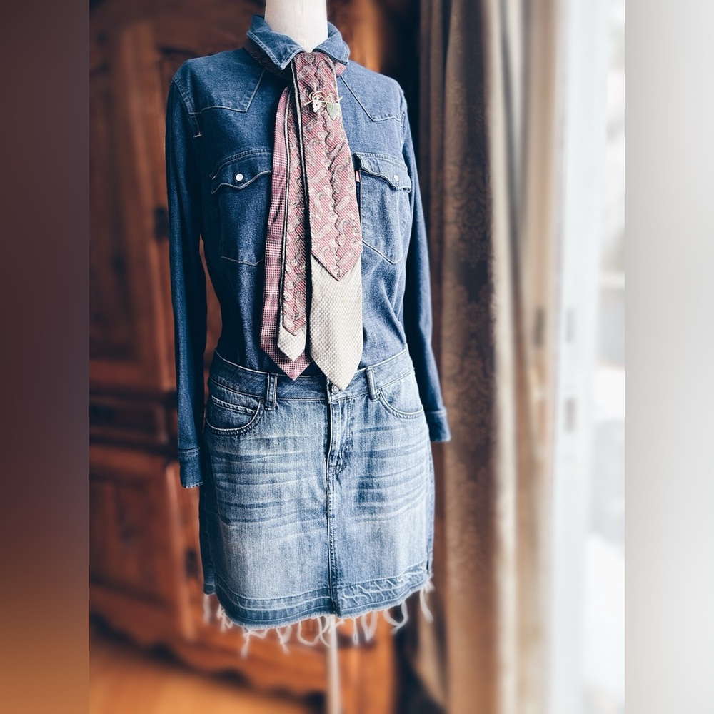 OOAK Designer Upcycle: One-of-a-Kind Double Silk Tie Statement Piece